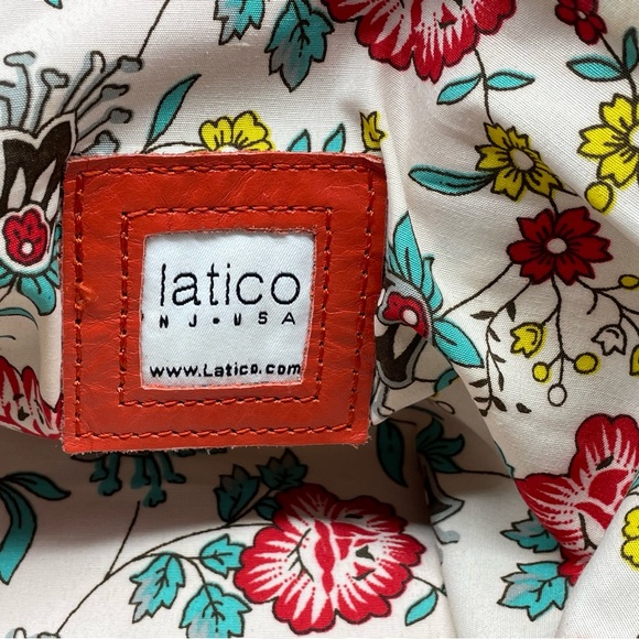 Latico NJ USA Vibrant Orange Leather Tote Shoulder Bag - Picture 3 of 13